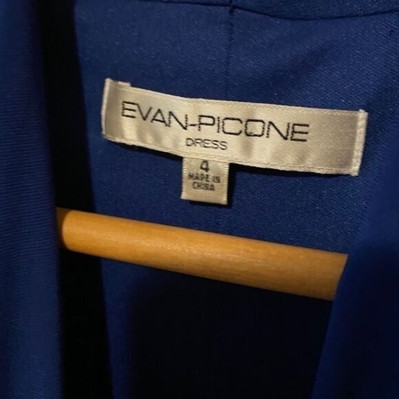 Evan Picone - blue pleated wrap dress - Picture 4 of 6